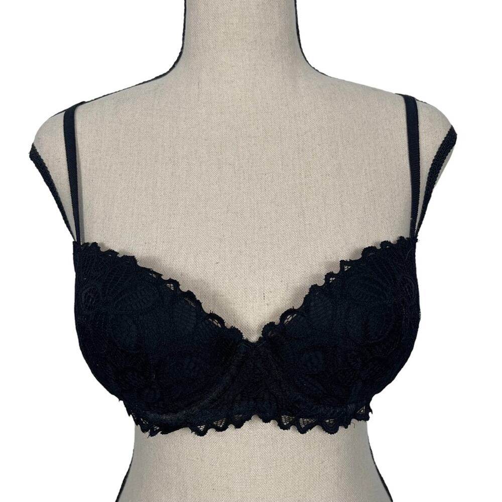 PINK Victoria's Secret Date Night Push Up Bra Black Size 34C